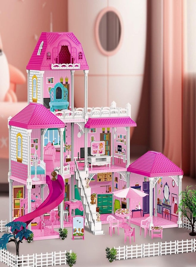 FUNLOT Dollhouse for Girls 3-Story 8 Rooms Huge Princess Girls Dream House Kit with 2 Dolls and Dollhouse Furnitures, DIY Play House for Girls Ages 3 4 5 6 7+ - Image 2